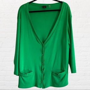 RAFAELLA V NECK BUTTON FRONT CARDIGAN W/ POCKETS